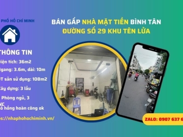 Bán Nhà Mặt Tiền Đường Số 29 - Khu Tên Lửa, Giá Rẻ, Kinh Doanh Sầm Uất